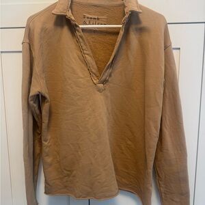 Frank & Eileen Patrick Henley Popover Shirt Women’s Small Triple Fleece Camel